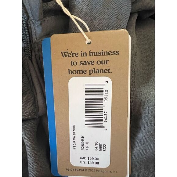 Patagonia Kid's Gray Baselayer Capilene Midweight Zip Neck Pullover Small NWT - Picture 6 of 6